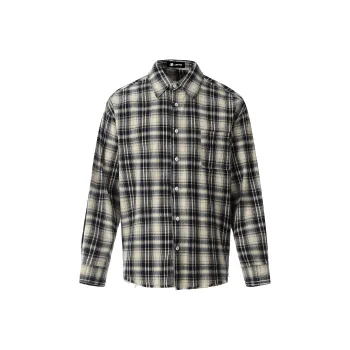Libito Shirt Women's Beige Blue Plaid