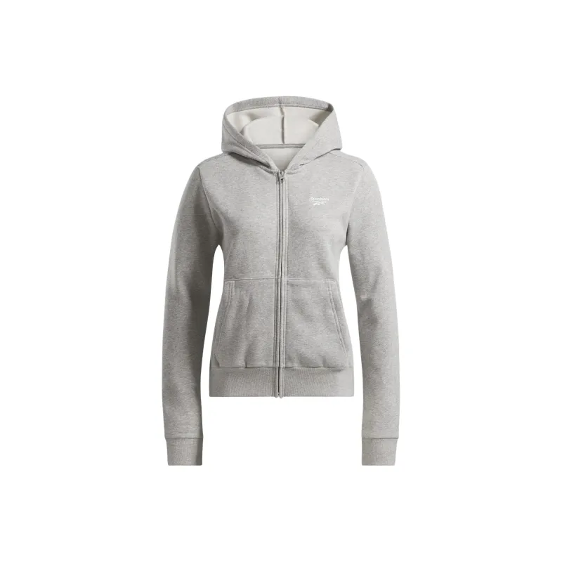 Reebok Identity Small Logo Fleece Zip-Up Hoodie Sweatshirt Women's Medium Gray Mixed Color-0