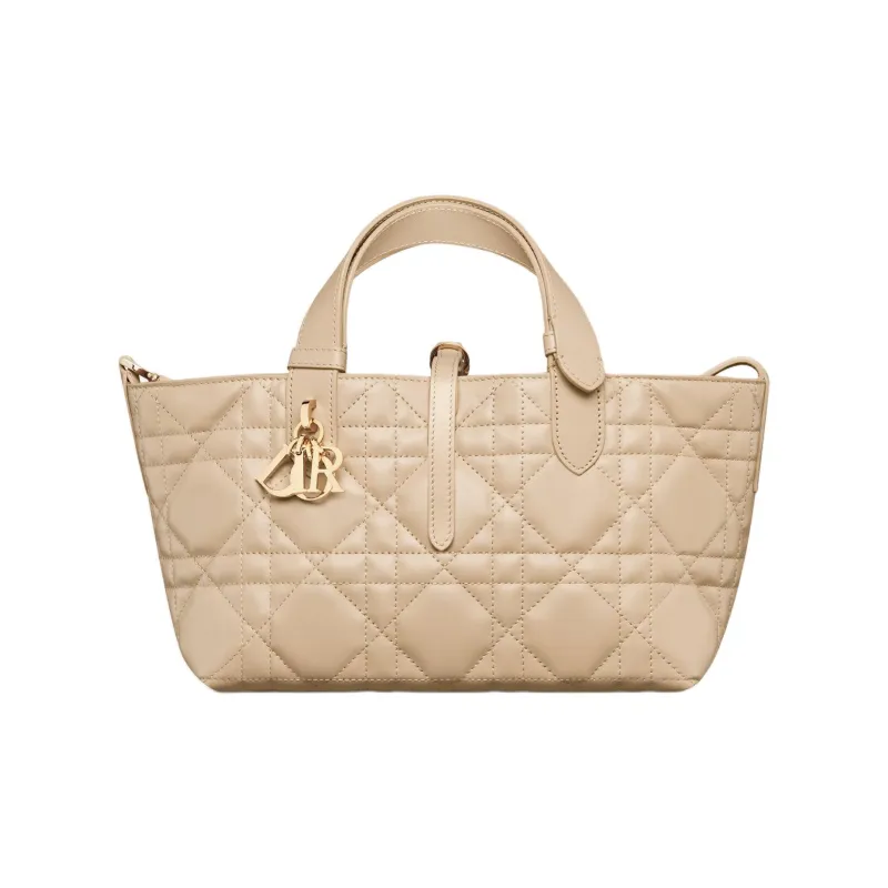 DIOR Toujours Cow Leather Native Handbag Trumpets Women's Rouge Beige-0