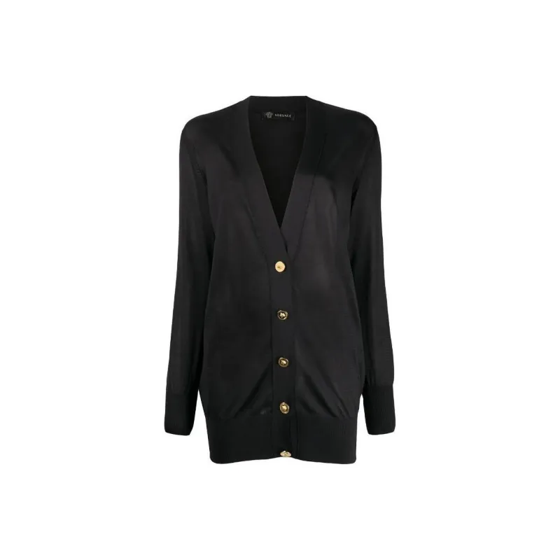 VERSACE Silk Blend Cardigan 'Black'-0