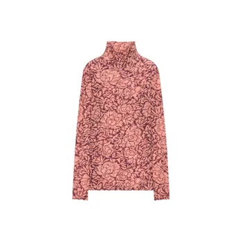 DRIES VAN NOTEN Long Sleeved Sheer Turtleneck Blouse