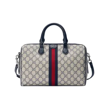 GUCCI GG Supreme Canvas One Shoulder Handbag Large Size Women's Beige & Blue & Red