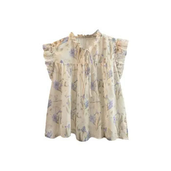 Cypress House Shirt Women's Apricot Blue Floral