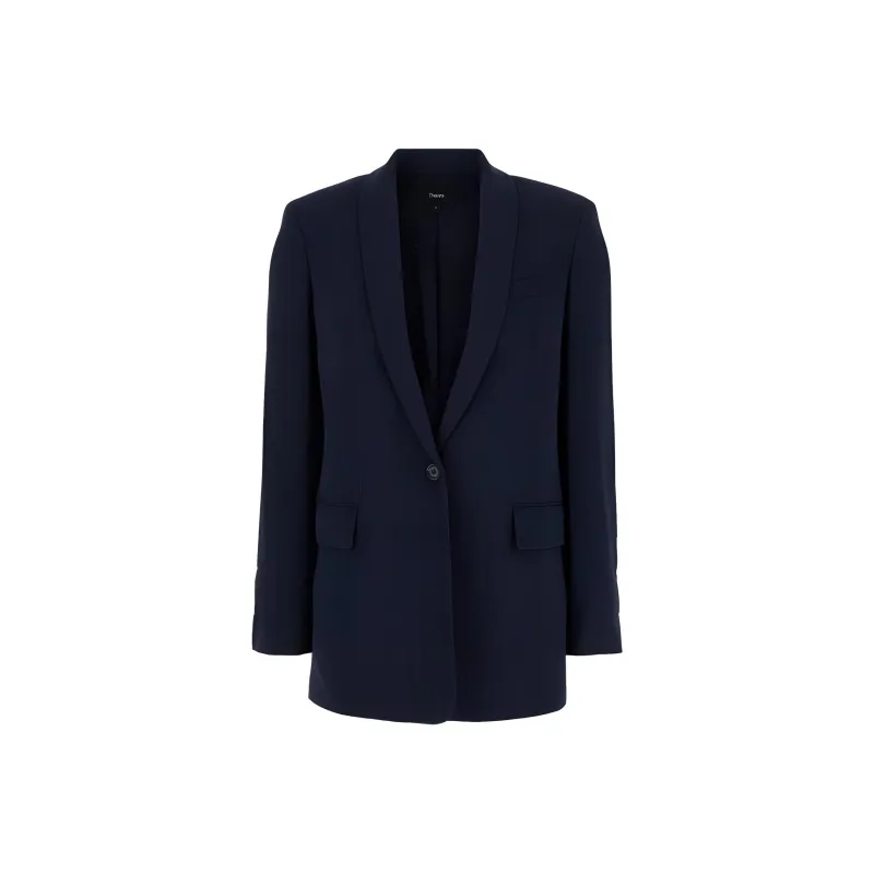 THEORY Crepe Single Breasted Tailored Blazer-0