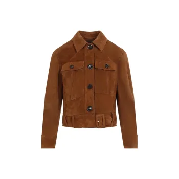 TOM FORD Buttoned Cropped Leather Jacket