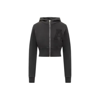 AMBUSH Logo Patch Zip-Up Cropped Hoodie