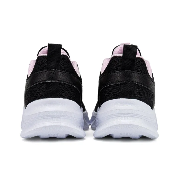 361° Cushioning And Breathable Low Top Casual Running Shoes Women's Obsidian Black Pure White Pink-4