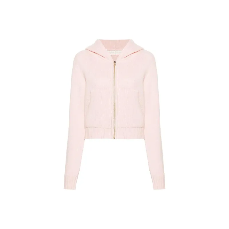 PALM ANGELS Logo-Embroidered Zipped Knitted Hoodie-0