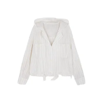 IHIMI Jackets & Coats Women's White Base With Black Stripes
