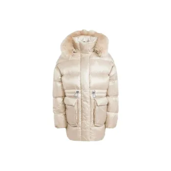 Adidas Originals PUFFED Long Fur Jacket Down Jacket Women's Light Khaki