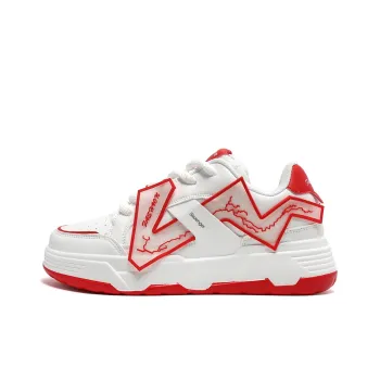 Slazenger Anti Slip Wear Resistant Low Top Skateboard Shoes Unisex White Red