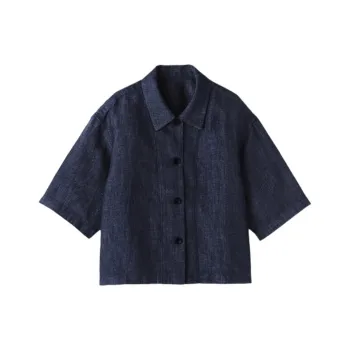 MUJI Hemp Collection Shirts Women's Navy Blue