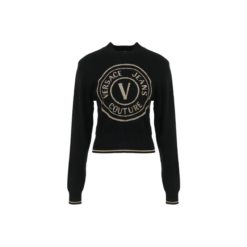 VERSACE JEANS COUTURE Logo intarsia Cotton Jumper-0
