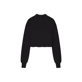 SKIMS COTTON FLEECE CROPPED CREWNECK Sweatshirt Women's ONYX/Onyx