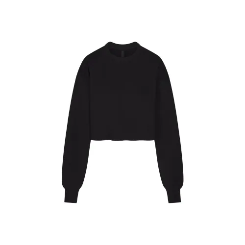 SKIMS COTTON FLEECE CROPPED CREWNECK Sweatshirt Women's ONYX/Onyx