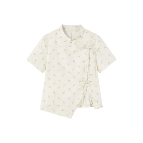 HUOLIDEDITU Shirt Women's Floral Apricot