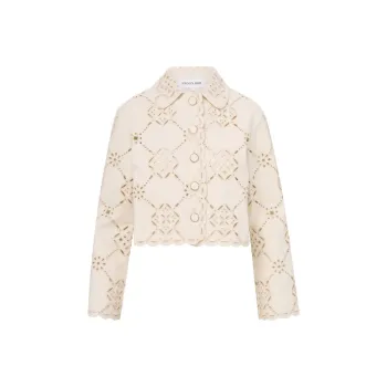 Veronica Beard Adelaide Lace detail Cropped Jacket