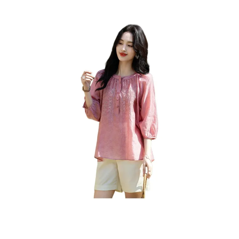 【dme】 Shirt Women's Leather Pink-0