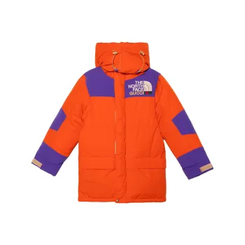 GUCCI X The North Face Long Down Jacket Orange/Purple/Green