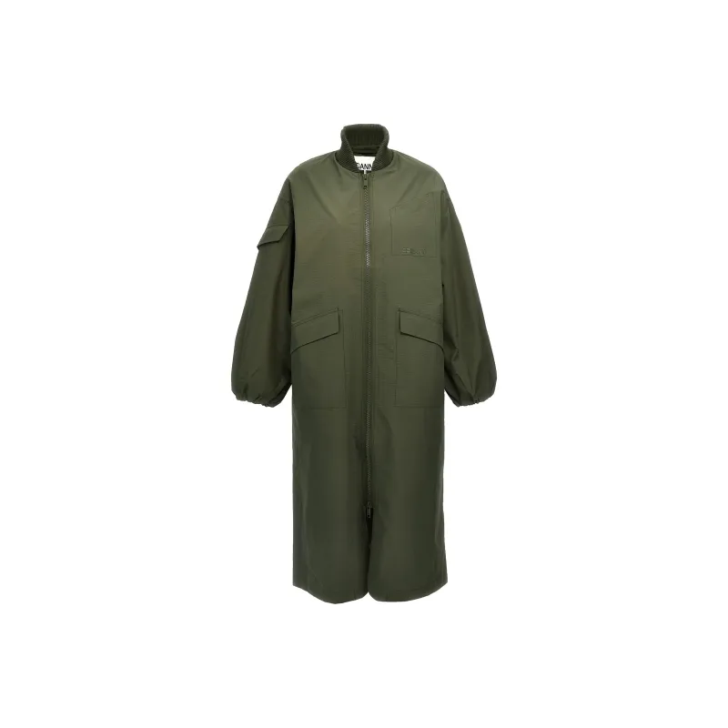 GANNI Tech Seersucker Oversized Shell Coat-0