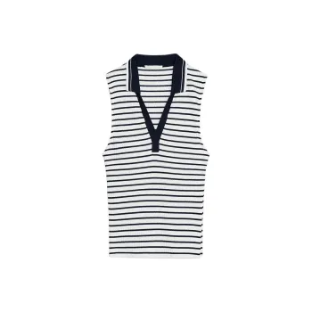 ZARA Polo Shirt Women's Sea Blue/White
