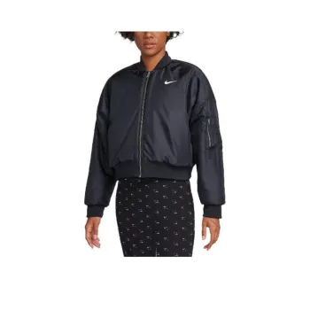 Nike Chamarra Bomber De Piel Sintética Reversible Para Mujer Jacket Women's Black
