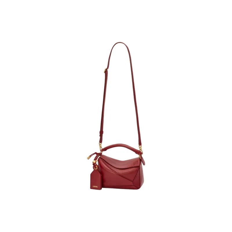 LOEWE Puzzle Lambskin Puzzle Bag One Shoulder Handbag Mini Women's Burnt Red-2