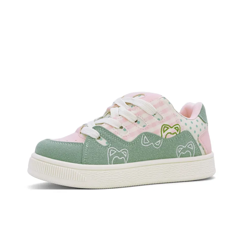 ALI THE FOX Skateboard Shoes Women's Low Top Guava Pink/Light Yellow/Beige Pink/Light Blue-2
