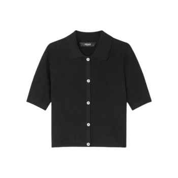 VERSACE Floral jacquard Silk cotton Top