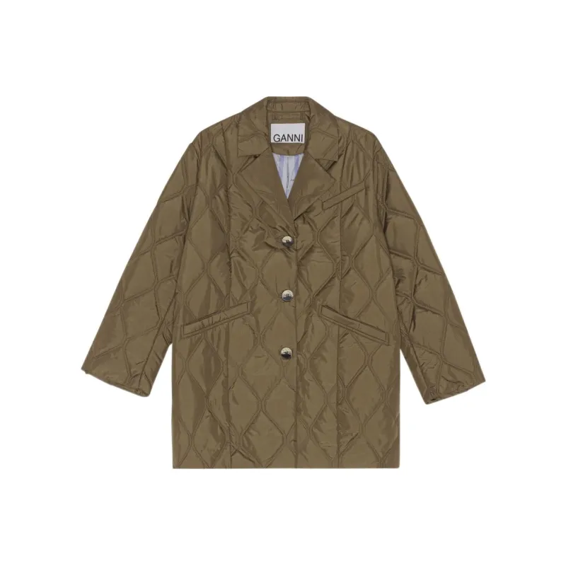 GANNI Diamond quilted Oversize Ripstop Jacket-0