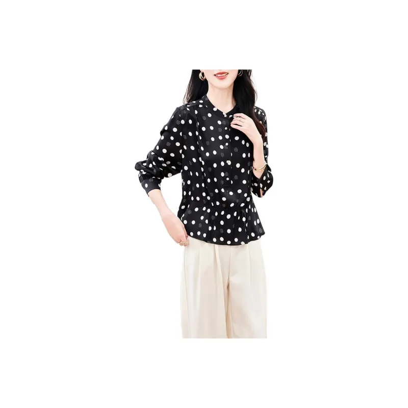 Yi Mengyuan Long Sleeved Silk Shirt Women's-3
