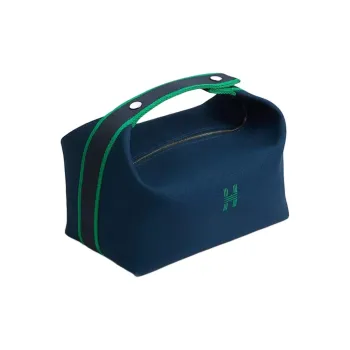 HERMES Bride a Brac Cotton Storage Bag Large Size Unisex Marine