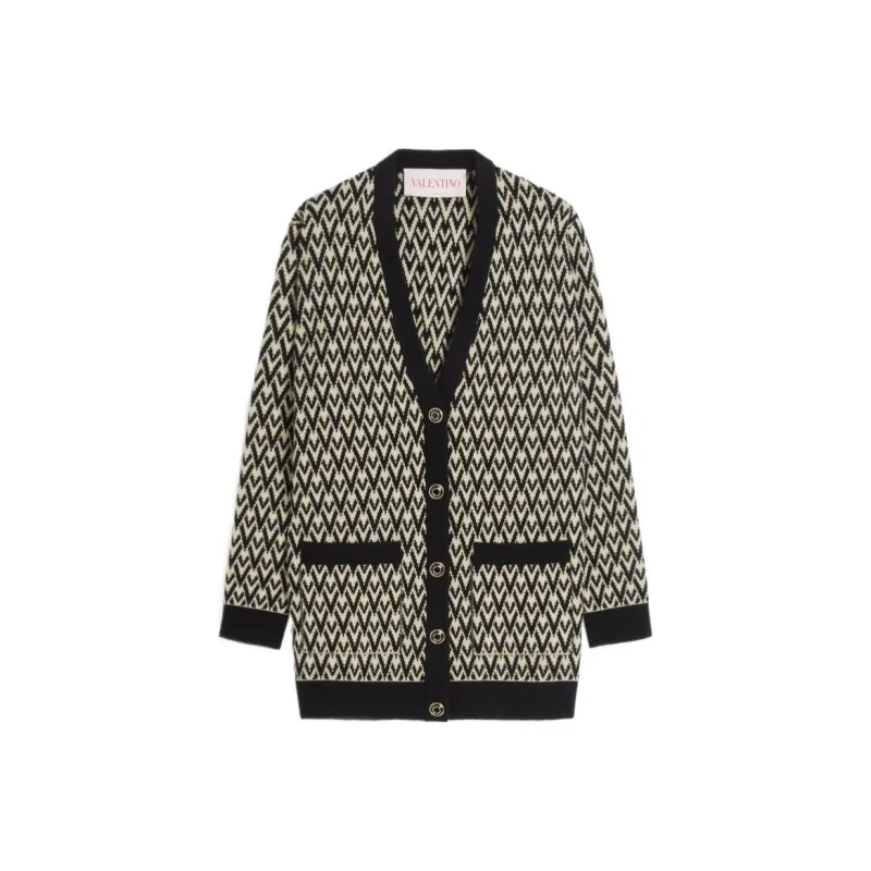 Valentino Monogram V Neck Button Up Cardigan-0