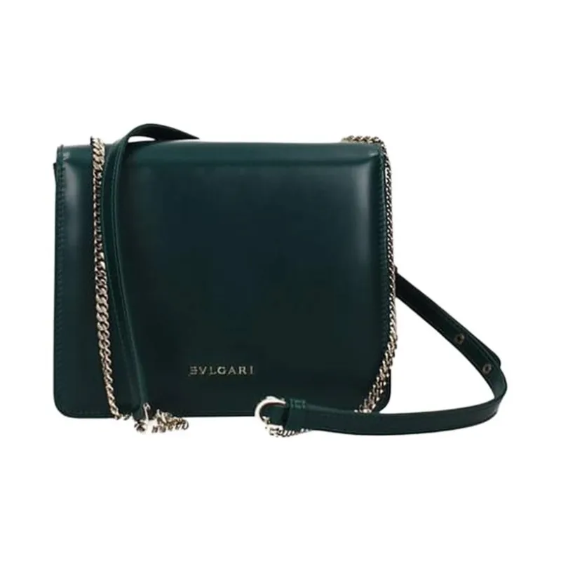 BVLGARI Leather Shoulder Bag Crossbody Bag Women's Green-2