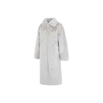Nike Women's Faux Fur Long Jacket Light Bone