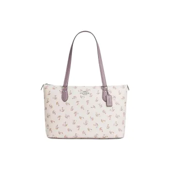 COACH Gallery Coated Canvas Tote Bag, Shopping Bag, Shoulder Bag Tubas Women's Silver & Chalk Multicolor