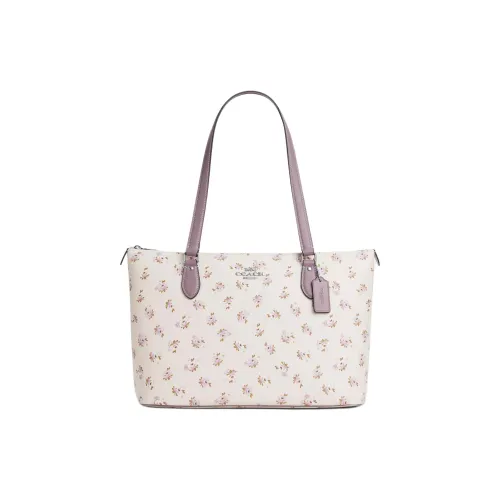 COACH Gallery Coated Canvas Tote Bag, Shopping Bag, Shoulder Bag Tubas Women's Silver & Chalk Multicolor
