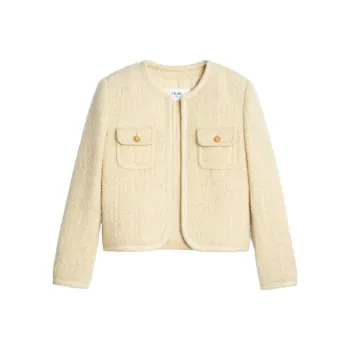 CELINE Light Tweed Chelsea Jacket Ivory