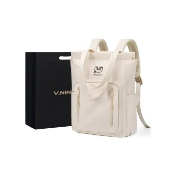 V.NINE Fabric Backpack Large Size Women's Sea Salt Milk White/Obsidian Black