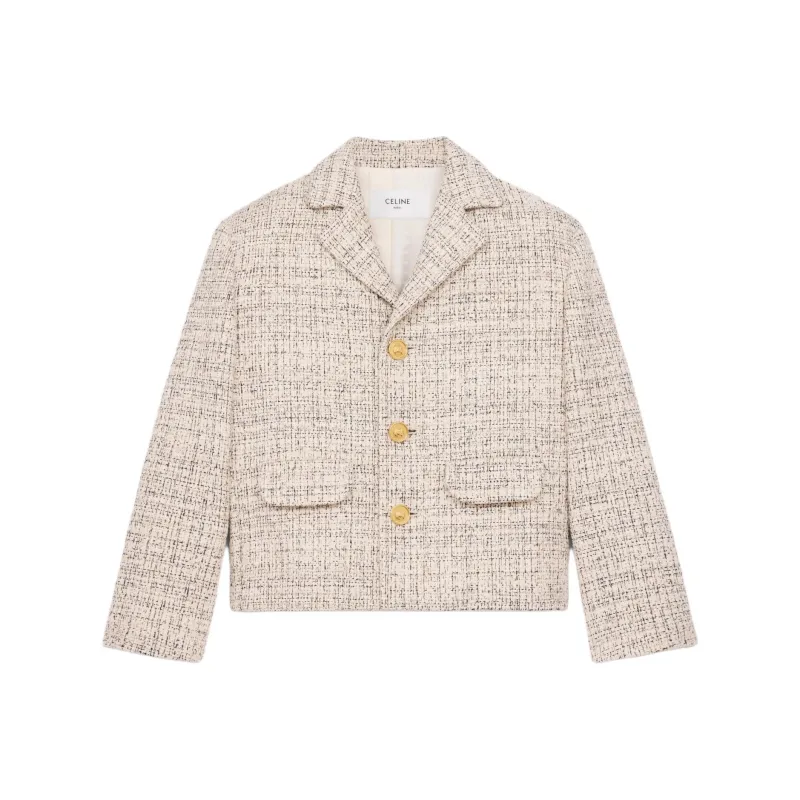 CELINE Single Breasted Tweed Jacket-0