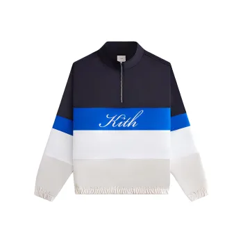 KITH Women's 2024 Summer Collection SS24 Callan Panelled 1/4 Zip Sweatshirt Women's Black Blue White Gray