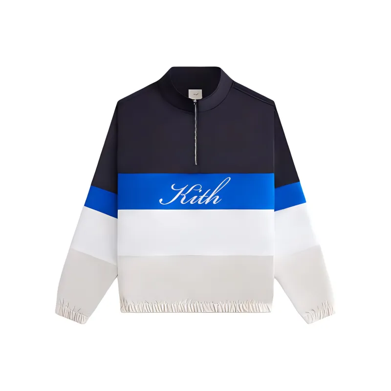 KITH Women's 2024 Summer Collection SS24 Callan Panelled 1/4 Zip Sweatshirt Women's Black Blue White Gray-0