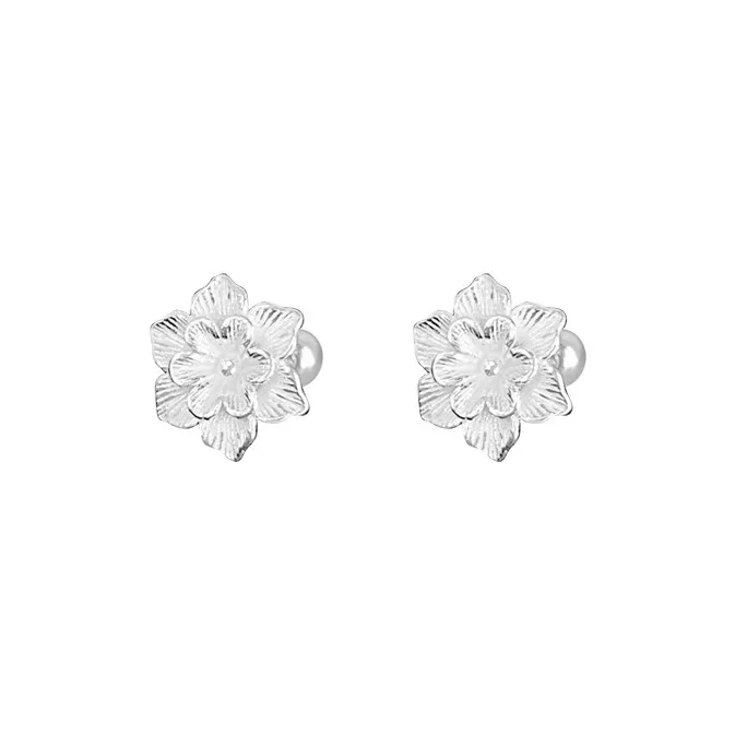 AAJF S999 Silver Stud Earrings Women's-0