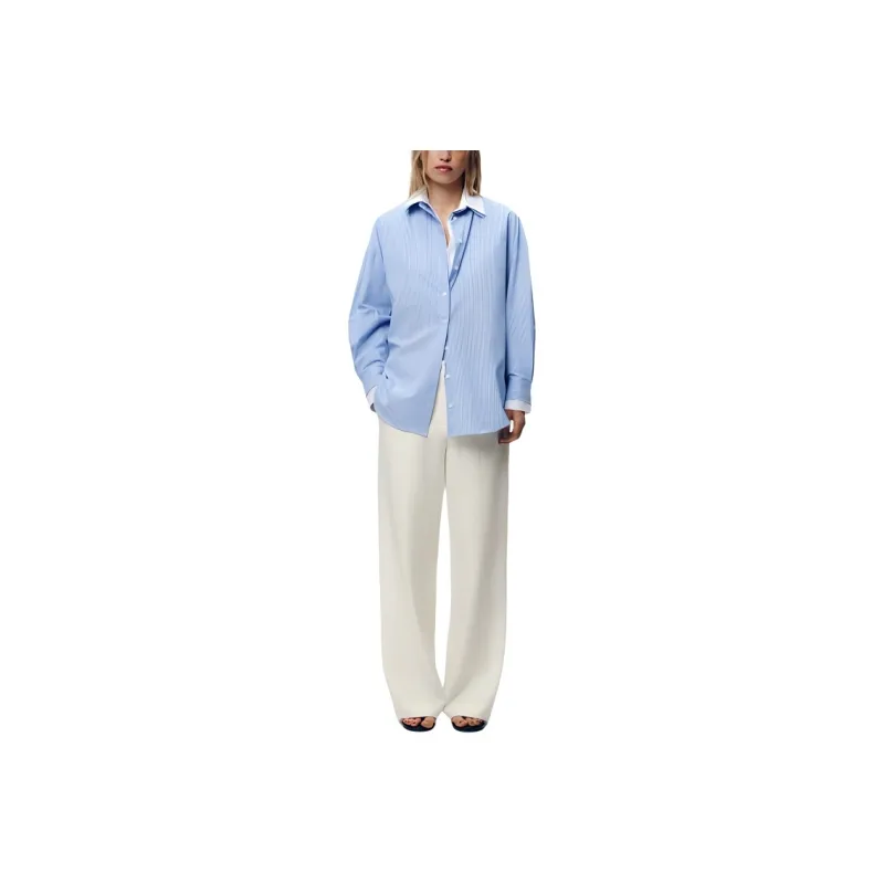 ZARA Shirts Women's Blue With White Lettering-0