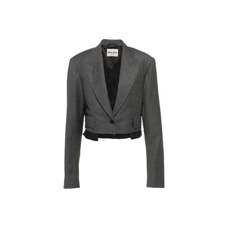 MIU MIU Grisaille Cropped Single breasted Blazer-0