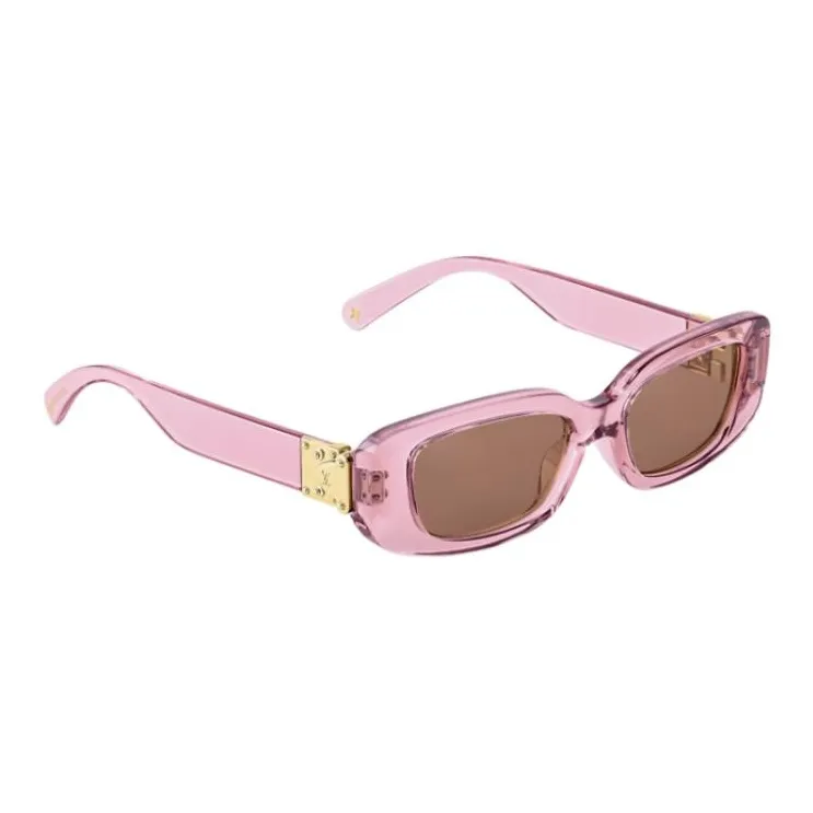 LOUIS VUITTON Acetate Metal Parts Square Sunglasses Women's Pink-1