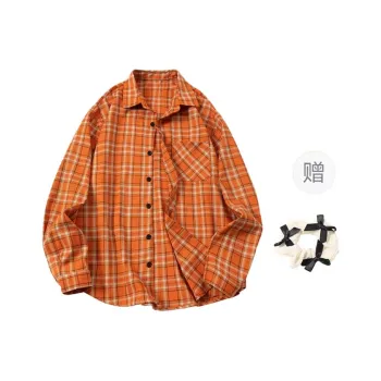 TURN UP Shirt Women's Orange+Bowknot Hair Tie Comes With