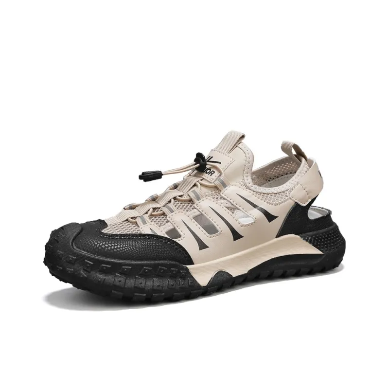 Warrior Breathable Height Increasing Rebound River Trekking Shoes Men's Khaki Black-1