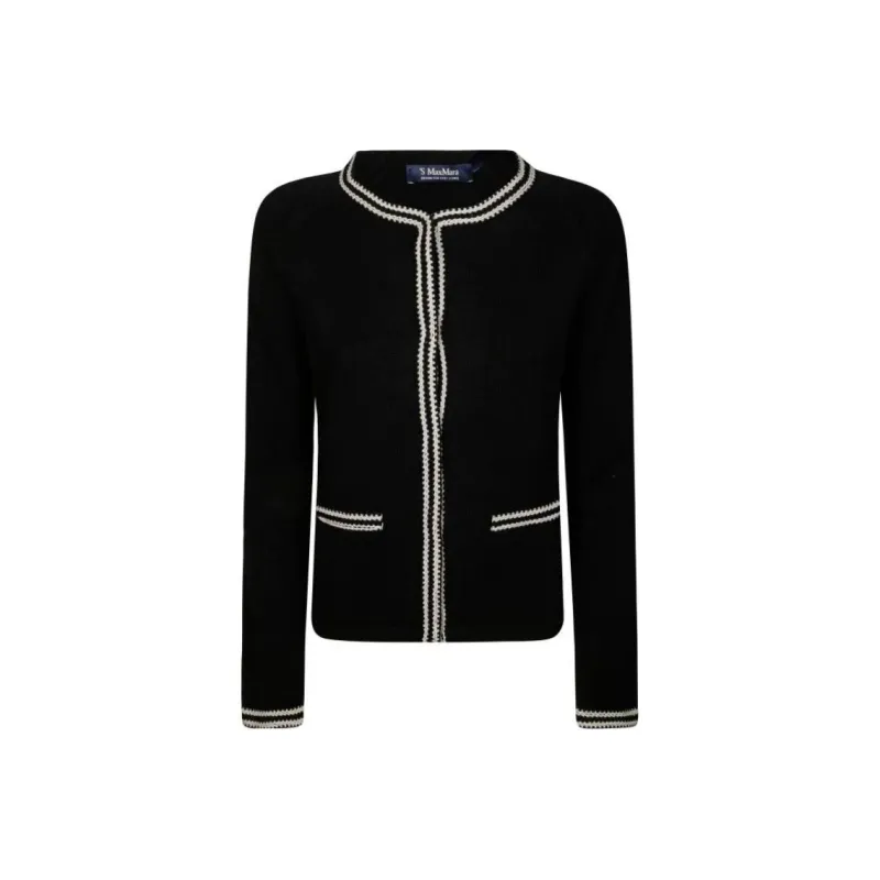 'S MAX MARA Zenobia Contrast Trim Knitted Cardigan-0
