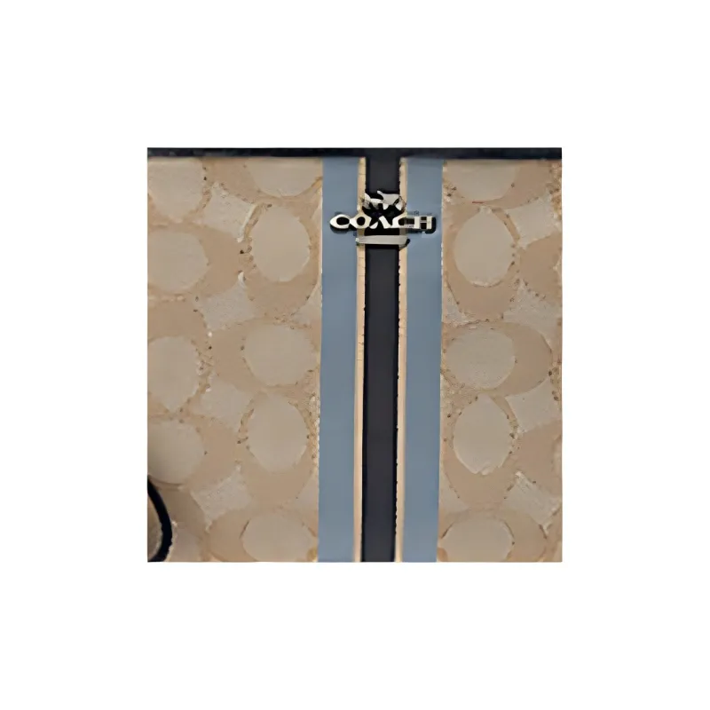 COACH Wristlet Leather Clutch Women's Khaki & Blue-2